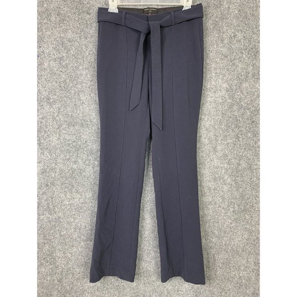 Banana Republic Factory Belted Trouser Pants Women Sz 0 Navy Style Logan - Picture 1 of 10